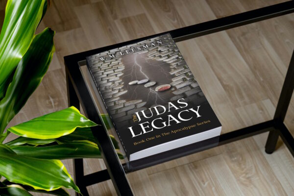 The Judas  Legacy on a coffee table